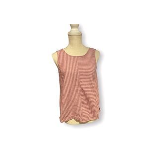 VINCE CAMUTO | EUC Women’s Ticking Stripe Linen Sleeveless Top Dark Pink Size XS